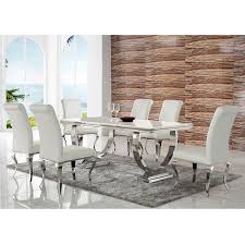 Throw a party for every birthday and holiday with one of our 7 piece dining. Bellini V53 20221407 San Cristobal 7 Piece Dining Set In Polished Stainless Steel White Leath Modern Dining Room Dining Room Sets Black Dining Room Furniture
