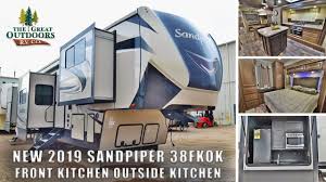 The keystone montana is north america's #1 selling luxury fifth wheel. New 2019 Sandpiper 38fkok Front Outside Kitchen Fifth Wheel Luxury Camper Greeley Colorado Dealer Youtube