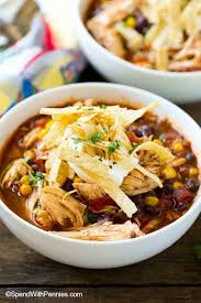Step 3 cook on low until the chicken pulls apart easily with 2 forks, 3 to 5 hours. Hearty Slow Cooker Chicken Enchilada Soup Spend With Pennies