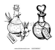 Stock Vector Bottles With Potions Poison And Love Potion Hand Drawn Illustration Converted To Vector 1022580817 Jpg Bottle Drawing Bottle Tattoo Witch Tattoo