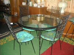 1960 S Indoor Outdoor Designer Wrought Iron Table And High Back Chairs Www Retroknox Com Wrought Iron Table Iron Table Dining Chairs