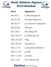 Printable South Alabama Jaguars Football Schedule 2016 Jaguars Football Ohio Football Broncos Football