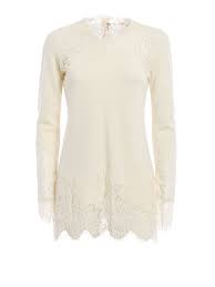 Crew Necks Ermanno Scervino Lace Embellished Crew Neck Sweater D992m004pwe10104