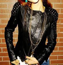 Black Punk Style Rock Star Genuine Leather Jacket Silver Studded Hand Made Black Studded Leather Jacket Leather Jacket Leather Jackets Women