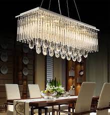 Modern Contemporary Rectangle Rain Drop Suspension Lamp Lighting Fixture Cry Dining Room Chandelier Crystal Chandelier Dining Room Pendant Lighting Dining Room