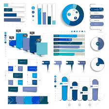 collection of charts graphs flowcharts infographics in blue