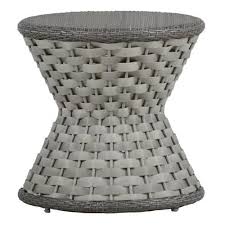 Summer Classics Joanna Woven Grey Resin Outdoor End Table Outdoor End Tables Summer Classics Wicker Side Table