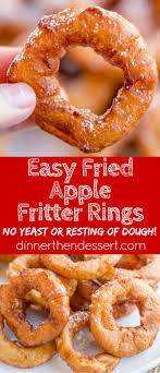 Apple Fritter Rings Made With A Pancake Batter Without Yeast Come Together In Just A Few Minutes And Are The Perf Apple Fritters Fritters Apple Dessert Recipes