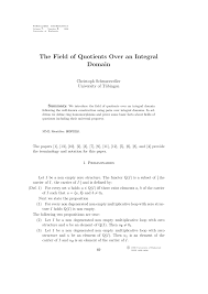 Pdf The Field Of Quotients Over An Integral Domain