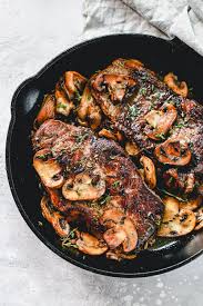 Finished with a simple garlic butter, these pan seared steaks will have your family's mouths watering in no time. Pan Seared Steak With Mushrooms Primavera Kitchen