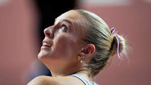 Viktória Forster reaguje na výkon v behu na 100 m na OH 2024 v Paríži