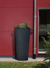 Regentonne Vaso 2in1 Regenfass 220l Graphit Grau M Pflanzschale 4rain Regentonne Regenfass Wassertank Garten