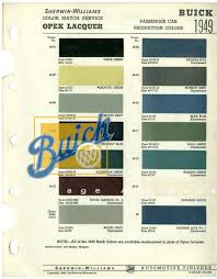 Buick 1949 Sherwin Williams Paint Chart Buick Heritage