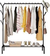 5 out of 5 stars. Tim Cloth Rack Cloth Stand Clothes Hanger Stand Clothes Clothes Hanger Dryer Rail With 8pcs Branch Hook Bottom Storage 110cm Length Large Space For Shoes Clothes Jacket Umbrella Hats Scarf Handbags Buy