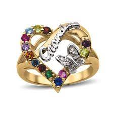 Grandmothers Birthstone And Diamond Accent Butterfly Heart Ring 2-13 Stoneszales In 2021 Mens Gold Jewelry Gold Knot Ring Heart Ring