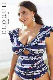 One Piece Swimsuit With Ruffle Shoulder Women S Plus Size Swimwear Eloquii Women S Plus Size Swimwear Plus Size Swimwear Plus Size Bikini