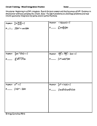 Circuit Training Mixed Integration Practice Calculus Calculus Integration By Parts Training Teachers