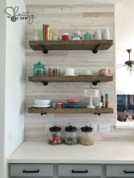These wooden floating shelves are deep enough to hold a variety of items. Diy Floating Shelves With Pipe Shanty 2 Chic