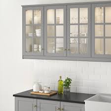 Particleboard, foil, abs plasticshelf support: Bodbyn Glass Door Grey 40x60 Cm Ikea