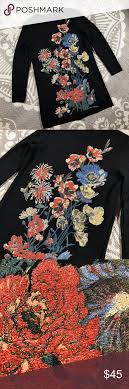 Black dress with red embroidered flowers. Buy Zara Black Floral Embroidered Dress Off 64