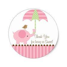 Baby Elephant Umbrella Thank You Sticker Zazzle Com Umbrella Baby Shower Baby Shower Stickers Baby Shower Gift Bags