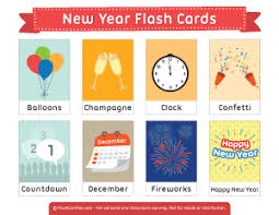 New Year Flash Cards Printable Flash Cards Flashcards Language Arts Centers