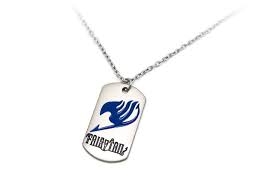 Necklace With The Fairy Tail Guild Emblem Blue And The Logo From The Anime Series Fairy Tail Id Tag Style Neckl Otaku Clothing Fashion Necklace Alloy Metals