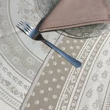 Nappe Ronde Jacquard Reversible Teflon Durance Ecru Lin Laboutiquedelea