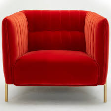 J And M Furniture 17663 P C Deco Accent Chair Channel Tufted Pumpkin Velour Fabric On Gold Legs In 2020 Furniture Red Chair Velour Fabric