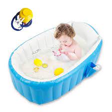 When to orchestrate your baby's first bath is a matter of some debate. Baby Inflatable Bathtub Goodking Portable Infant Toddler Bathing Tub Non Slip Travel Bathtub Mini Air Swimming Pool Kids Thick Foldable Shower Basin With Air Pump Blue Buy Online In Japan At Desertcart Jp
