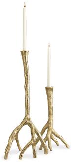 Glass taper/dinner candle candlesticks holders. Gold Finish Wood Branch Taper Candle Holders Set Of 2