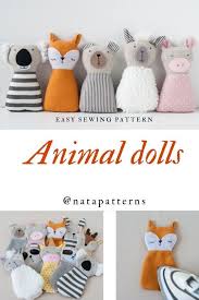 Pdf Animals Sewing Pattern Kid Craft Diy Stuffed Toy Tutorial Etsy Rag Doll Tutorial Soft Dolls Handmade Animal Sewing Patterns