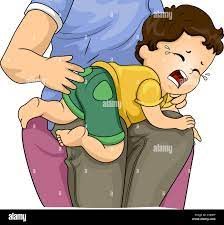 Illustration of a Father Spanking and Hitting His Crying Kid Boy Son Stock  Photo - Alamy