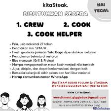 Membuat cv adalah proses awal sebelum kamu melamar kerja di perusahaan yang kamu inginkan. Lowongan Kerja Sebagai Cook Helper Desember 2020