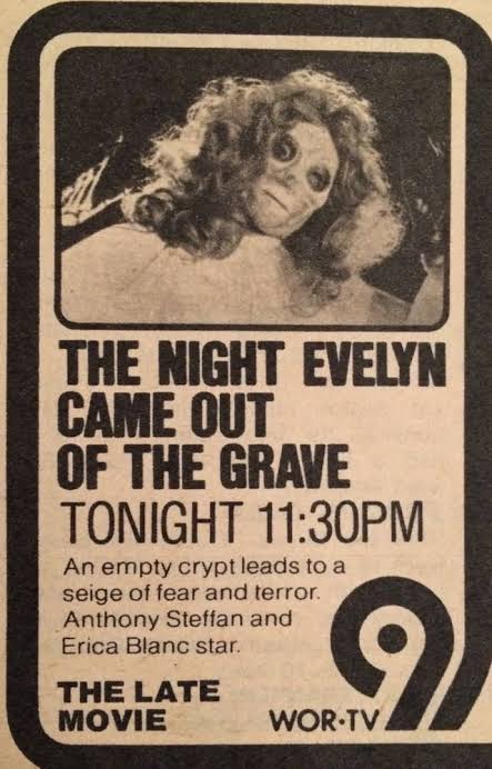 The Night Evelyn Came Out Of The Grave, on ch 9 WOR-TV (1970)s : r/VintageTV