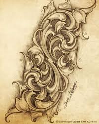 Filagree tattoo backpiece tattoo swirl tattoo chest tattoo tattoo sketches tattoo drawings body art tattoos tribal tattoos stencils tatuagem. 9 Top Wood Carving Tattoo Designs Photos Filigree Tattoo Scroll Tattoos Ornament Drawing