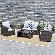 Wisteria Lane Outdoor Patio Furniture Set 5 Piece Conversation Set Wicker Sectional Sofa Co Outdoor Patio Furniture Sets Patio Furnishings Patio Furniture Sets