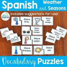 These Spanish Weather And Seasons Puzzles Were Created As A Hands On Activity To Allow Spanish Students To Pr Spanish Weather Spanish Students Vocabulary Words