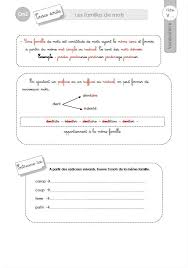 Lecons Vocabulaire Cm2 Les Familles De Mots Familles De Mots Cm2 Vocabulaire