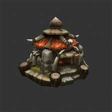 Rts Orc Buildings Low Poly Hand Painted Hand Painted Textures Low Poly 3d Models Low Poly