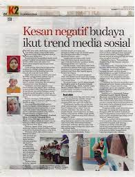 Semua itu bisa kita lakukan tanpa apabila rekan pembaca masih ragu, 8 manfaat media sosial di bawah ini dapat membuka pikiran kita semua bahwa terlepas dari dampak negatif. Kesan Negatif Budaya Ikut Trend Media Sosial Universiti Putra Malaysia