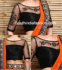 Black Boat Neck Net Tops Boat Neck Net Embroidered Blouse South India Fashion Net Saree Blouse Designs Netted Blouse Designs Blouse Designs Indian