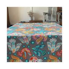 Sur fonds noir avec des nuances prune, en 140cm de large. Toile Coton Enduite Le Tombant D Un Tissus L Entretien D Une Toile Ciree