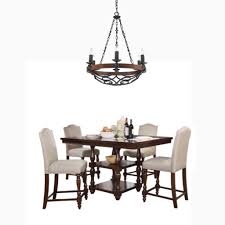 Foster 5 Piece Counter Height Dining Set With Madera Six Light Chandelier From Golden Lighting Counter Height Dining Sets Dining Dining Set