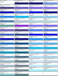 Blue Color Charts With Names Rgb Color Chart Blue Art