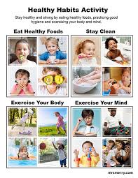 Teach kids how to stay clean, eat healthy and exercise to stay healthy. Free Printable Healthy Habits Kids Activity Mrs Merry