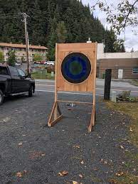 This Past Weekend My Grandpa And I Made This Target For Axe Throwing Its 96 Tall And About 50 Wide The Target Is On Dougl Axe Throwing Axe Diy Picture Frames