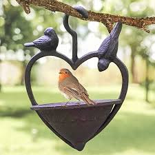 What bird will visit the bird table depends on a number of factors. Garden Mile Vintage Style Decorative Cast Iron Love Heart Hanging Bird Feeder Bird Bath Bronze Feeding Station Bird Table Seed Feeder Hanging Garden Ornament Buy Online In Guatemala At Guatemala Desertcart Com Productid