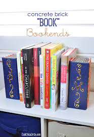 Style a shelf with succulent bookends. Concrete Brick Book Bookends Diy