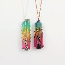 Rainbow Quartz Tree Of Life Necklace By Carrienicolestudio On Etsy Handmade Crystal Necklace Aura Quartz Necklace Angel Aura Quartz Necklaces
